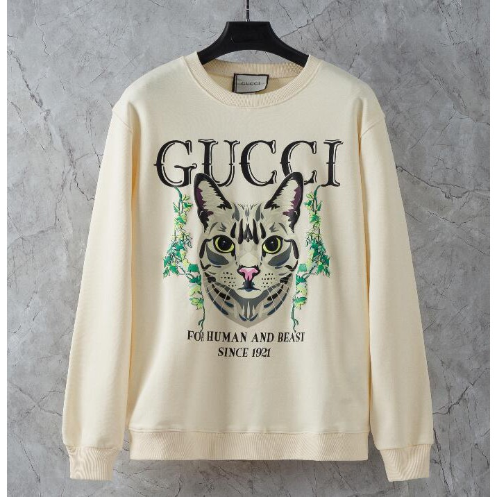 Áo Sweater Cổ Tròn Chất Liệu Cotton In Hình Gucci Thời Trang