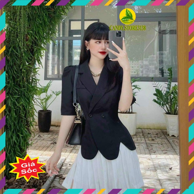 Set váy nữ gồm áo sơ mi trắng và chân váy Đen mùa hè chất liệu mềm mại siêu xinh freesize.Candy.store3138 | BigBuy360 - bigbuy360.vn