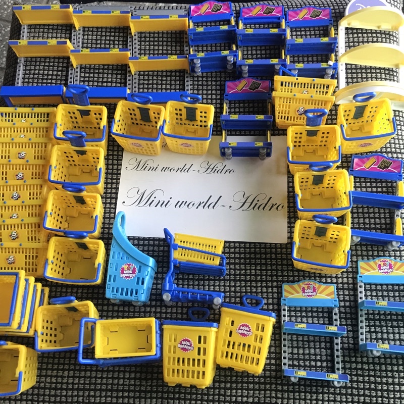 Đồ chơi toy Mini Brands chính hãng kệ giỏ kéo xe đẩy quầy thu ngân siêu thị mini combo