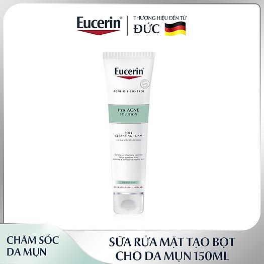 Eucerin Sữa rửa mặt tạo bọt cho da nhờn mụn ProAcne Cleansing Foam 150g