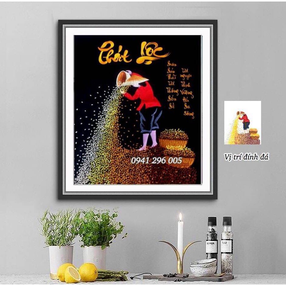 Tranh đính đá chữ Phát Lộc LV387 (50x64cm)- chưa đính đá