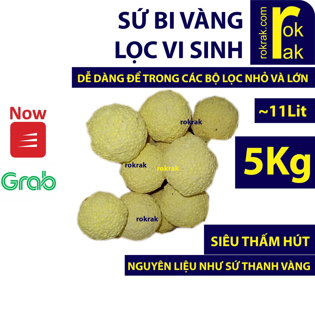 GIÁ SỈ-Sứ lọc bi vàng tròn 5Kg hiệu quả cao thích hợp nhiều bộ lọc hồ cá Thủy sinh