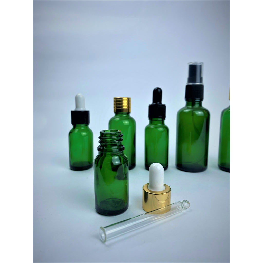 Lọ chiết mỹ phẩm thủy tinh màu xanh các nắp khác nhau 5ml/10ml/15ml/20ml/30ml/50ml/100ml [Giá sỉ/ lẻ]