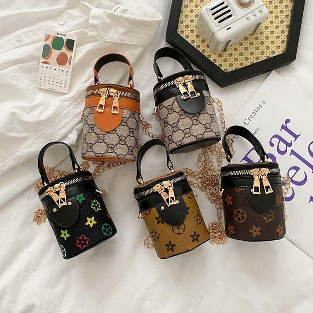 Túi Xách Da PU Hình Trụ Mini Phong Cách Pháp Sang Trọng