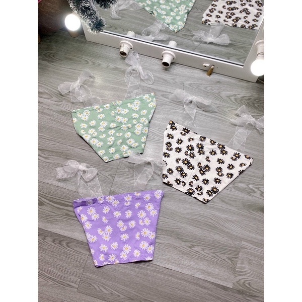 áo hai dây ruy băng hoa cúc thời trang