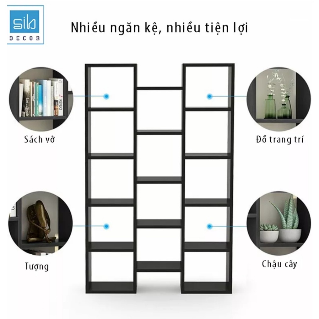 Kệ gỗ chữ H. Kệ sách nội thất hiện đại. C150 x R72 x S20cm. Gỗ MDF melatium cao cấp. Khoan sẵn lỗ, lắp ráp dễ dàng