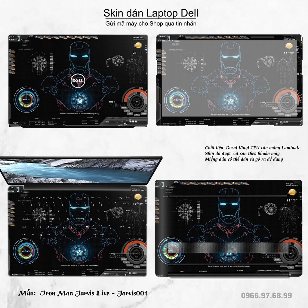 Skin dán Laptop Dell in hình Jarvis (inbox mã máy cho Shop)