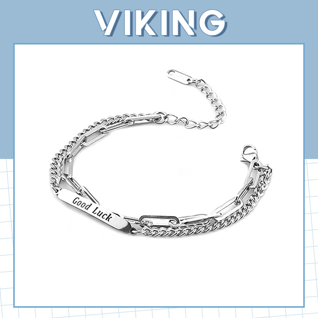 Vòng Tay Lắc Tay Nữ Khắc Chữ Good Luck Cá Tính B09