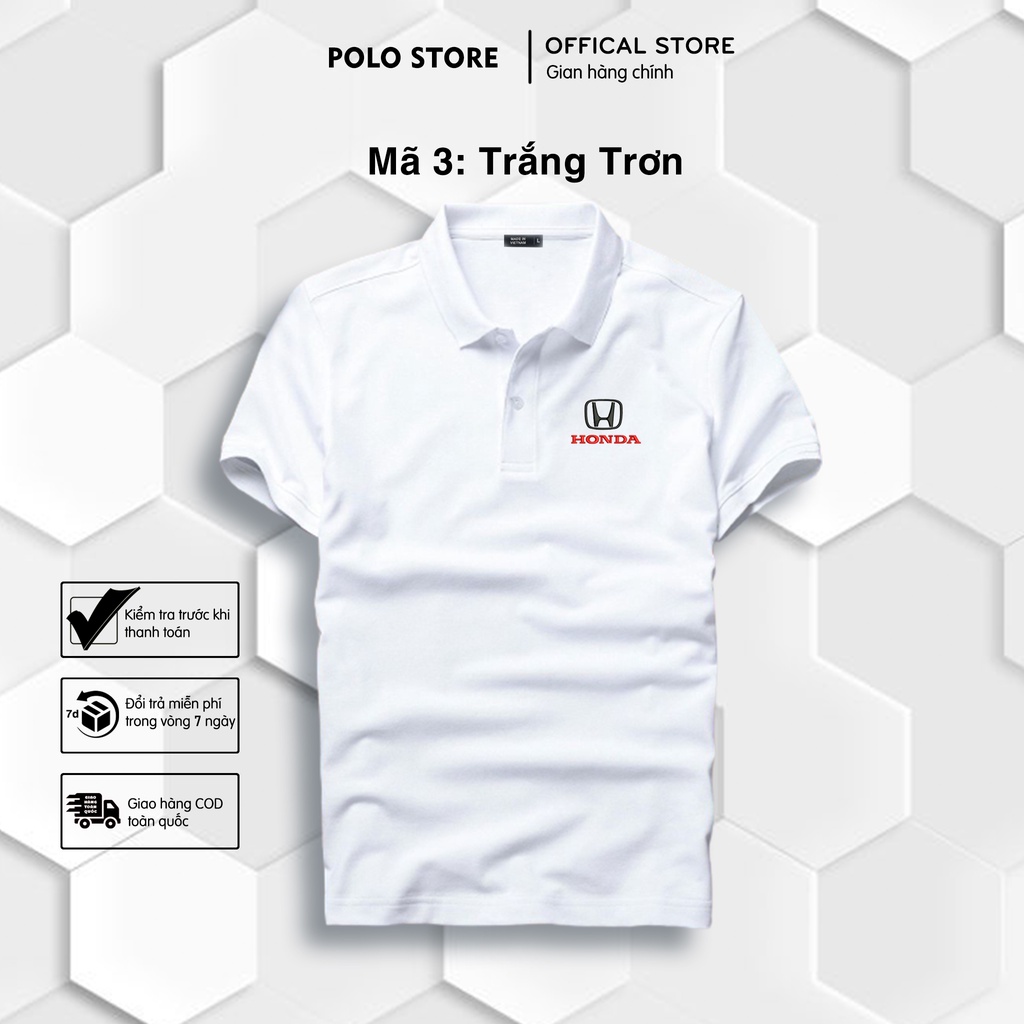 |LOGO THÊU| Áo thun Polo Honda Thêu Cao Cấp - Polo có cổ Thêu Logo Hãng Xe Ô tô Sang Trọng