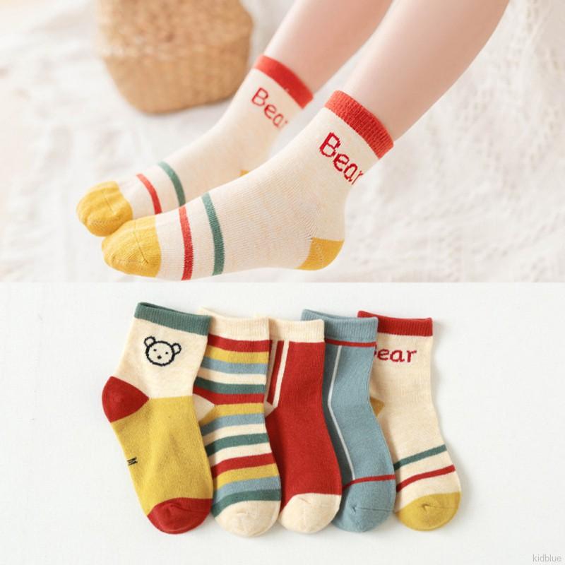 Bộ 5 Đôi Vớ Vải Cotton Phong cách Hàn Quốc Cho Bé