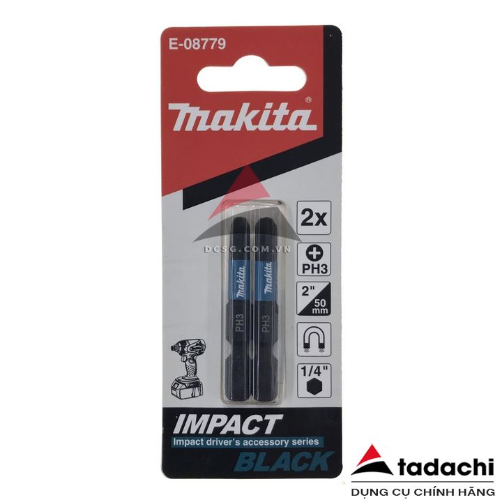 Mũi vít Impact Black PH3/50mm Makita E-08779 (2 cái/bộ) | Tadachi
