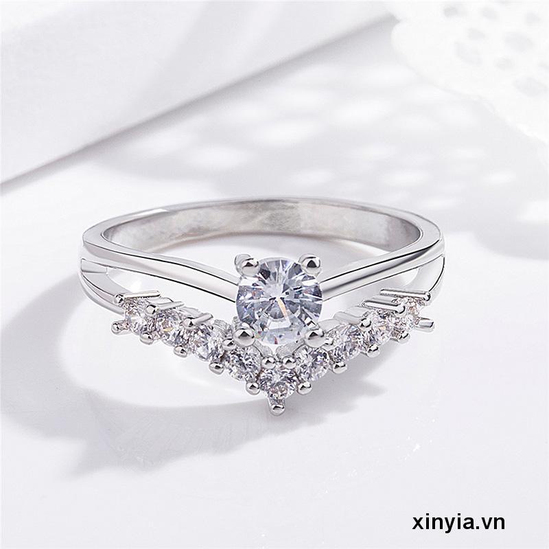 Nhẫn Hợp Kim Đính Đá Zircon Đơn Giản Cho Nữ