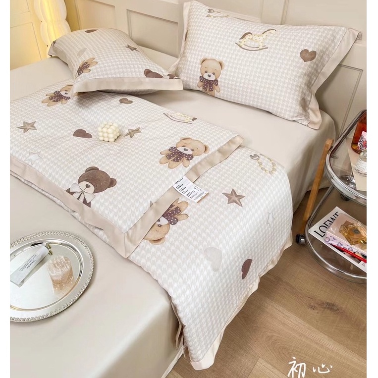 Set Chăn hè tencel gồm chăn trần sẵn, 02 vỏ gối, 01 ga freesize hàng nhập nhiều mẫu BST Họa tiết