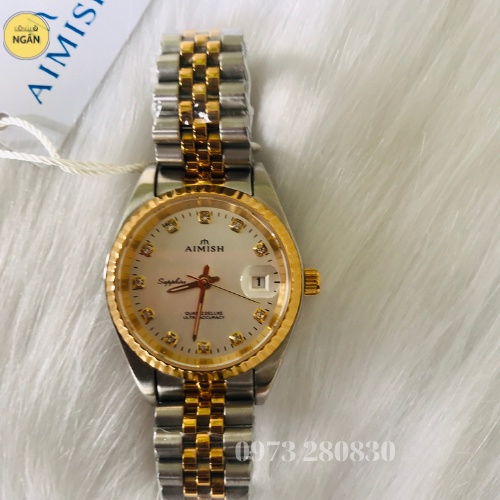 Đồng Hồ Nữ AIMISH chính hang đính đá mạ vàng thời trang sang chảnh size28mm