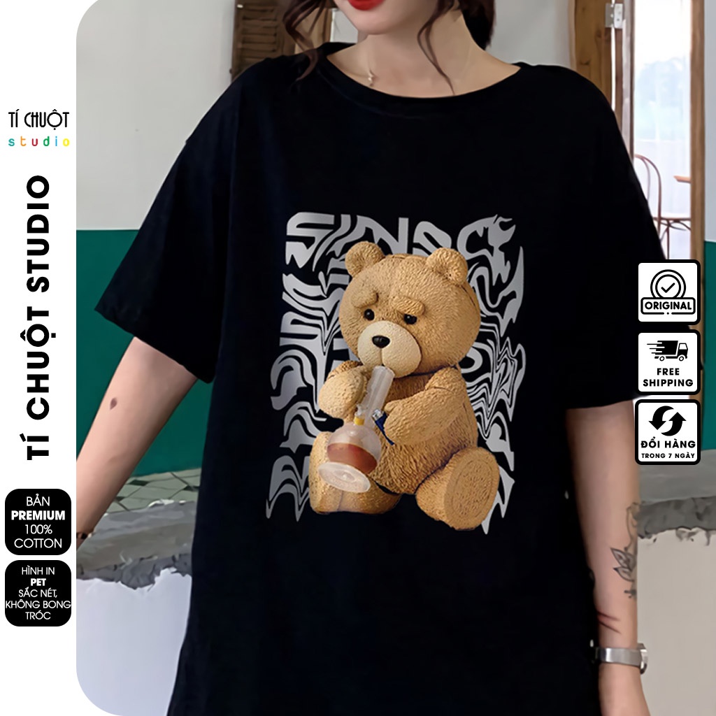 Áo thun Mikenco Gấu nam nữ in hình 5D, áo phông unisex mikenco tay lỡ - Tí Chuột Studio