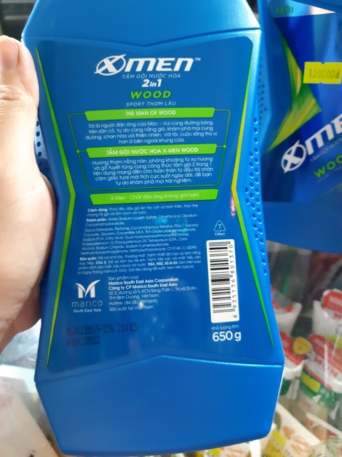 Sữa tắm gội 2in1 Xmen hương nước hoa 650g