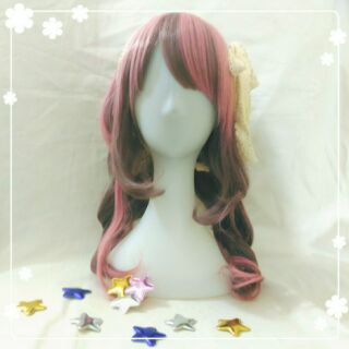 [ĐỌC KỸ MÔ TẢ] Tóc giả lolita xoăn nhẹ mix nâu và hồng tím