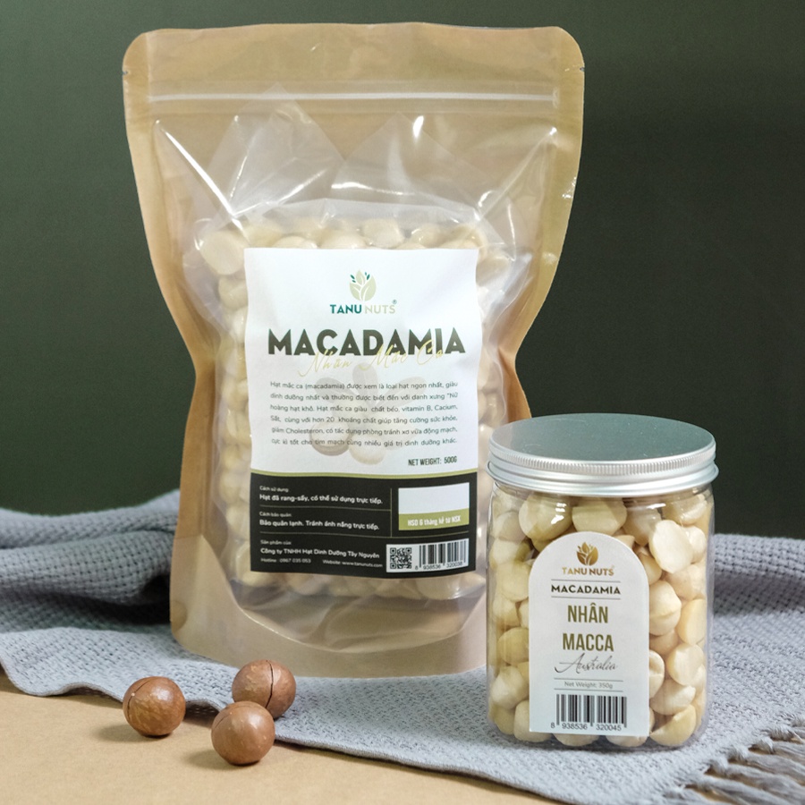 Nhân hạt macca tách vỏ TANU NUTS, hạt mắc ca Tây Nguyên rang sấy tốt cho bà bầu