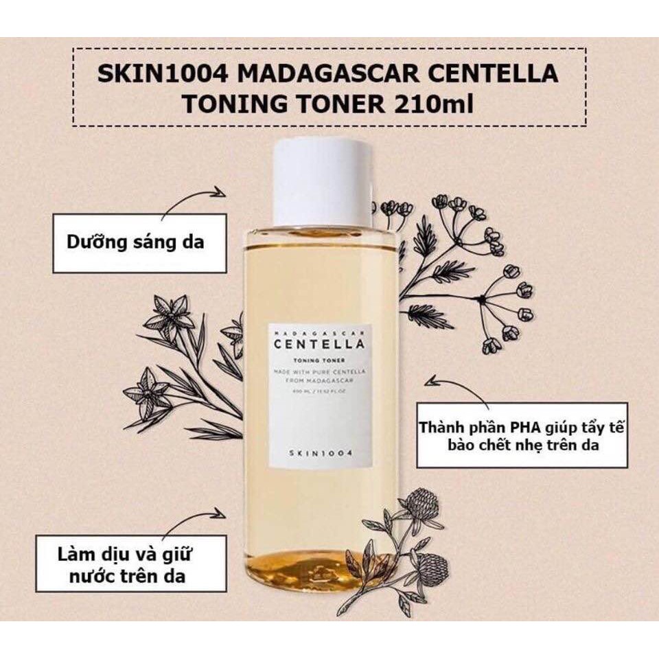 Combo Giảm Mụn, Làm Sạch Sâu Chiết Xuất Rau Má Skin1004 Madagascar Centella (Sữa rửa mặt 125 +Toner 210ml)