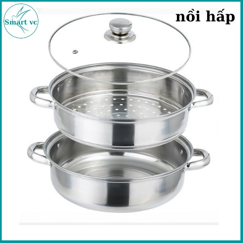 Nồi Hấp 2 tầng,Xửng hấp Cách Thủy ionx 28cm đa năng cao cấp có nắp kính