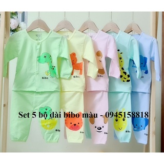 HÀNG LOẠI 1 - Set 5 bộ dài bibo màu cotton 2 chiều cho bé từ 3-14kg