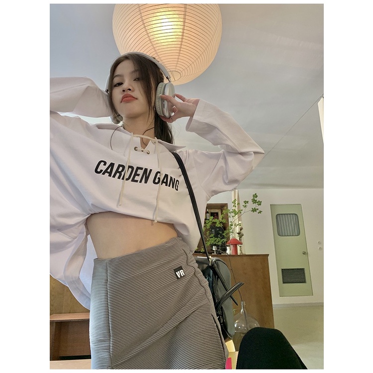 QKOOLE  Áo polo Tay Dài Màu Trắng Thời Trang Hàn Quốc Cho Nữ