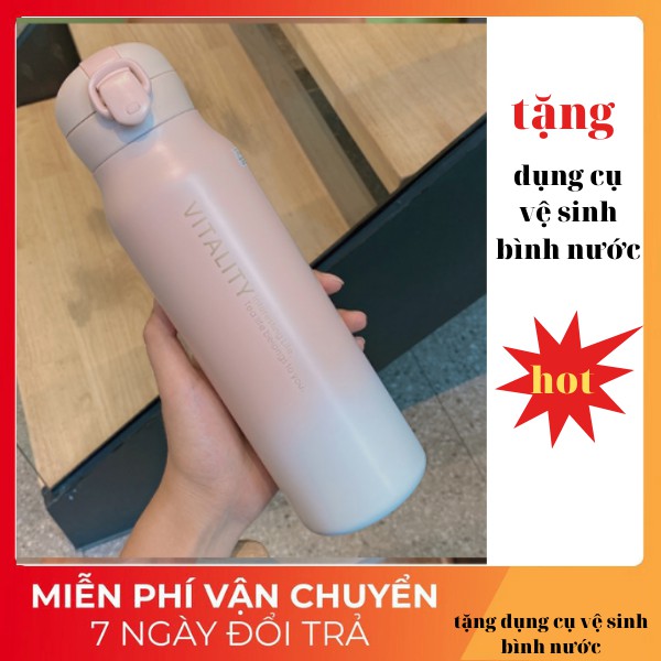 Bình giữ nhiệt INOX 304 phong cách hàn quốc , bình nước có ống hút dung tích 500ml có dây đeo