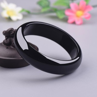 Vòng tay mã não màu đen tự nhiên 52-66mm dải hẹp mở rộng vòng tay nữ chalcedony khác nhau