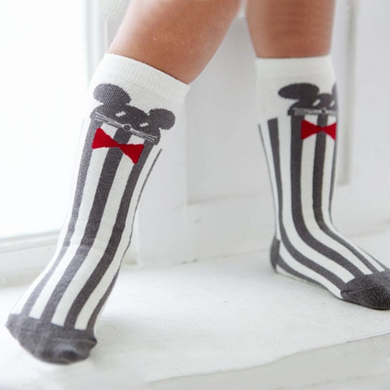Vớ cổ cao giữ ấm in hình thú đáng yêu bằng cotton cho em bé