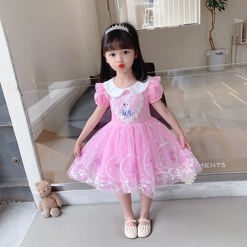 Váy Elsa cho bé gái 3-8 tuổi xinh xắn với họa tiết công chúa elsa