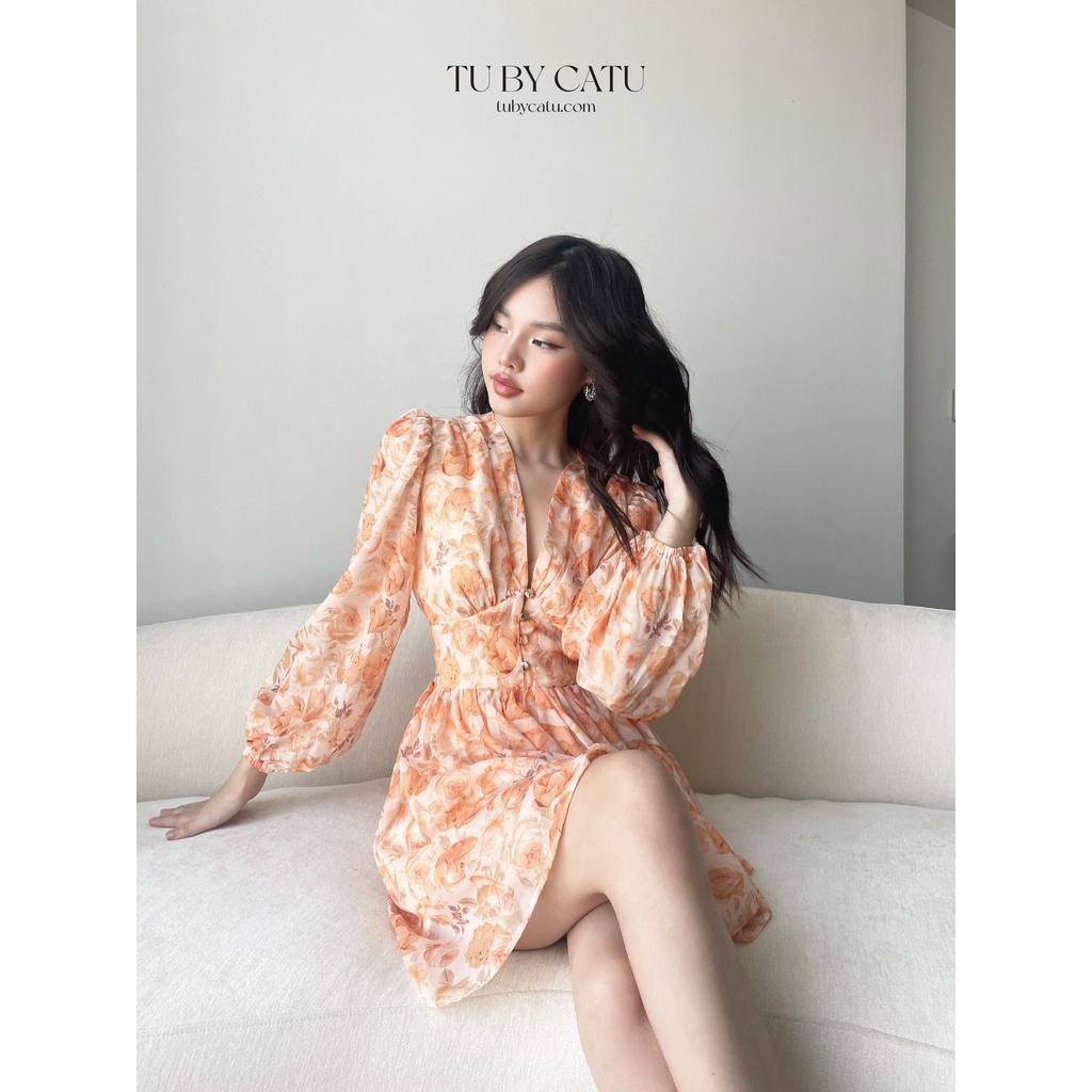 TUBYCATU | Jumpsuit hoa cam orange rose