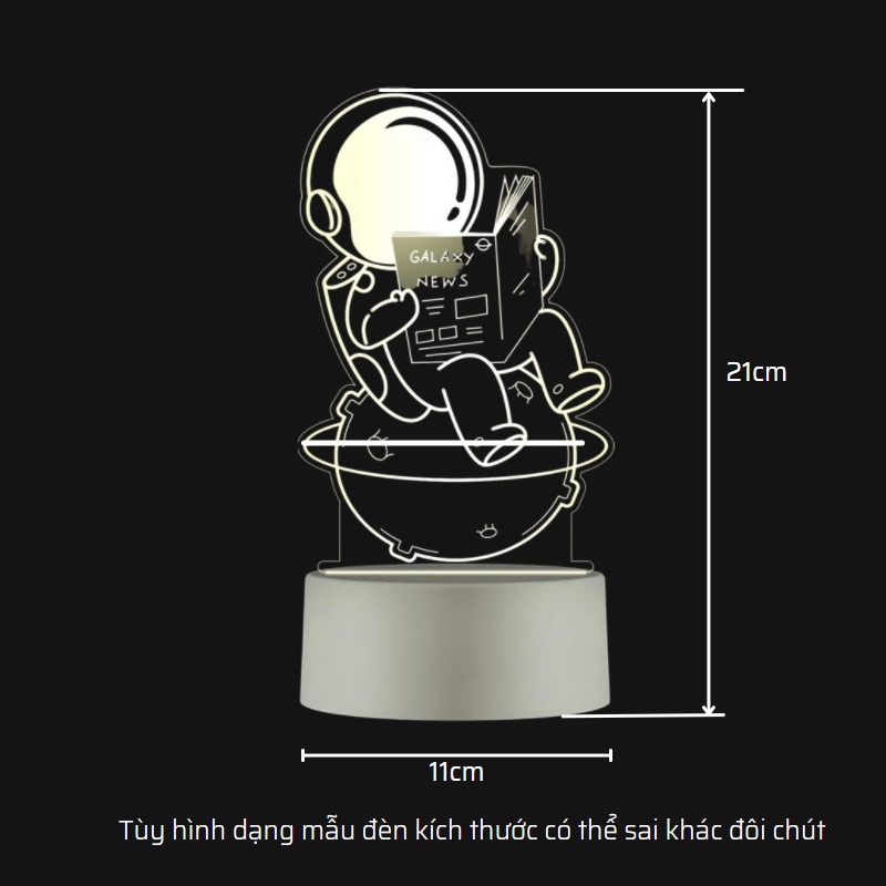 Đèn ngủ 3D Urtechcorner phi hành gia mini cắm điện để bàn dễ thương - đèn led kèm bút ghi note nhắc việc tránh lãng quên