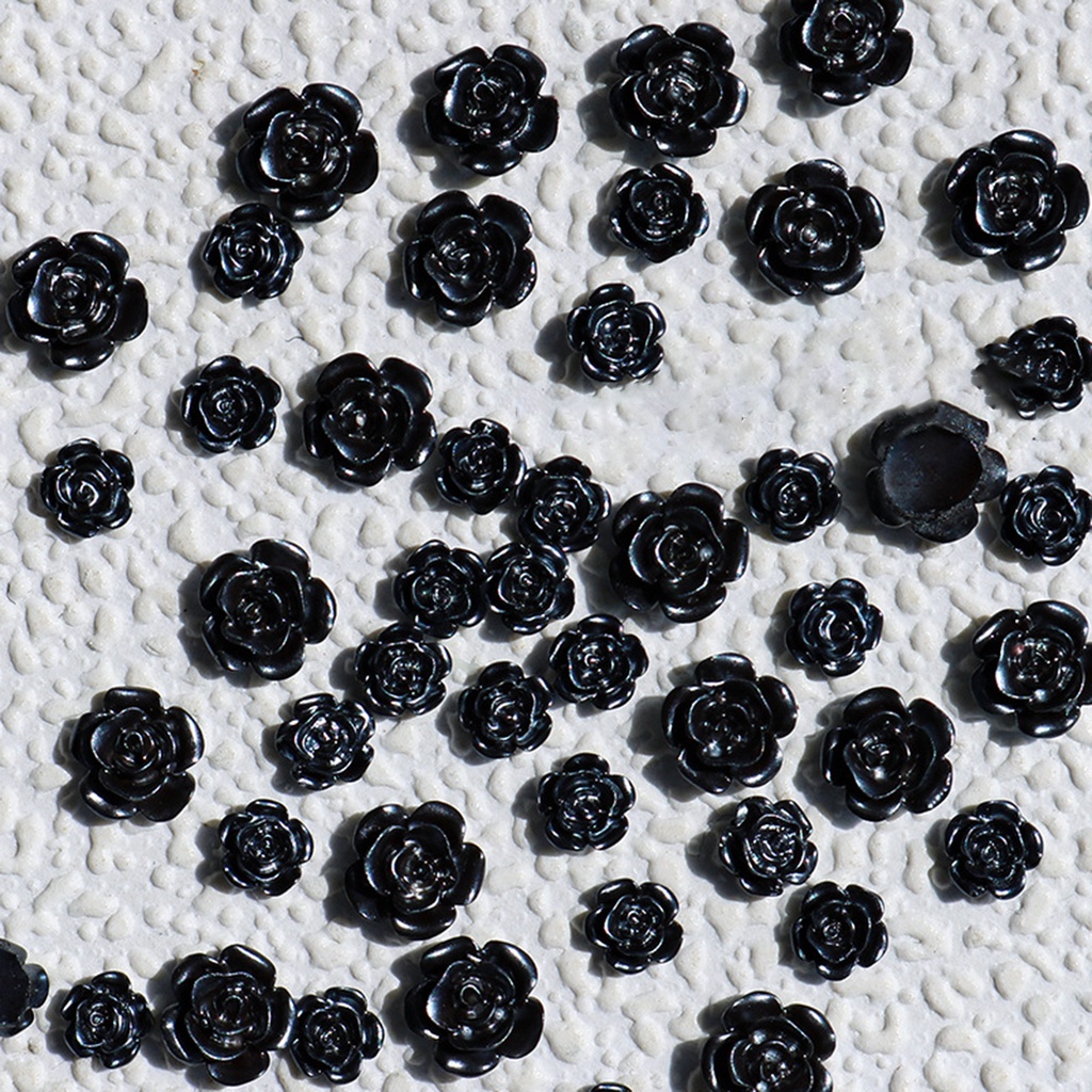 Túi 50 Bông Hoa Trà Đen Nhẹ Ba Chiều Tinh Tế Trang Trí Móng Tay Cho Nữ