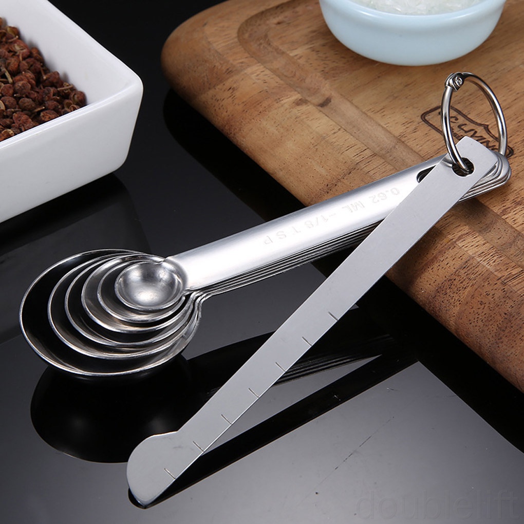 Set 7 Muỗng Đo Lường Gia Vị Bằng Thép Không Gỉ