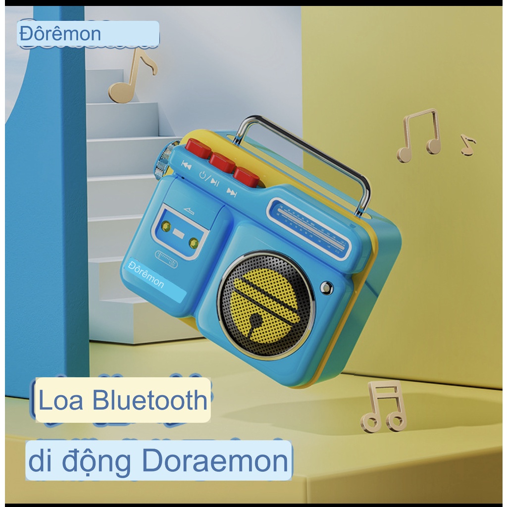 Loa Bluetooth Không Dây Mini Siêu Trầm Hình Doraemon Sử Dụng Ngoài Trời 5.0