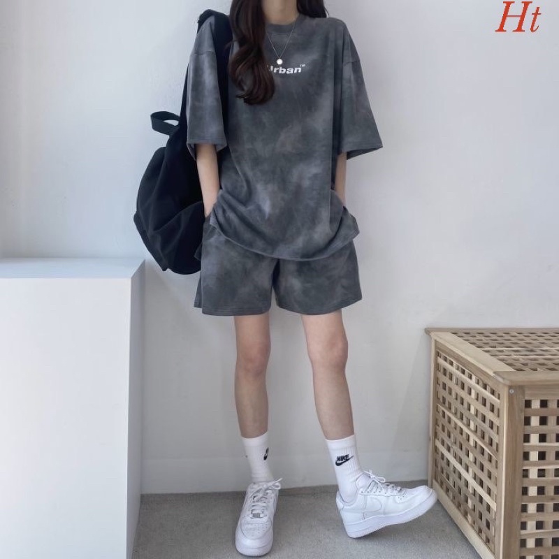 Bộ loang cotton su mài urban chất chơi hết nấc tay lỡ,form rộng nam nữ.