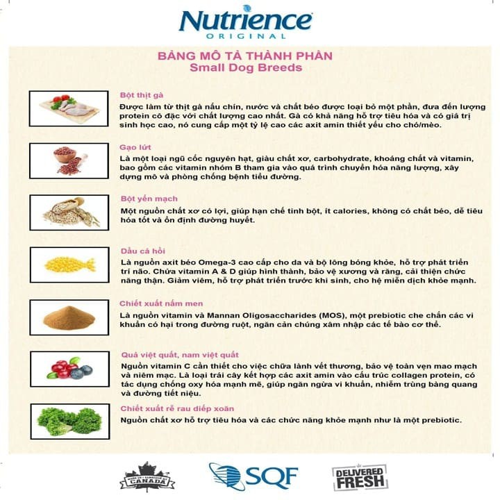 [DINH DƯỠNG CAO] Nutrience Original Thức Ăn Cho Chó Giống Nhỏ 2,5Kg - Thịt Gà, Rau Củ &amp; Trái Cây Tự Nhiên