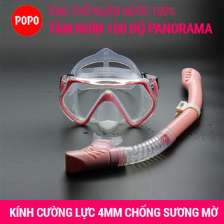 Mặt nạ lặn biển kèm Ống thở , combo mặt nạ lặn và ống thở, mắt KÍNH CƯỜNG LỰC, ống thở ngăn nước cao cấp 1526 SHARKSport