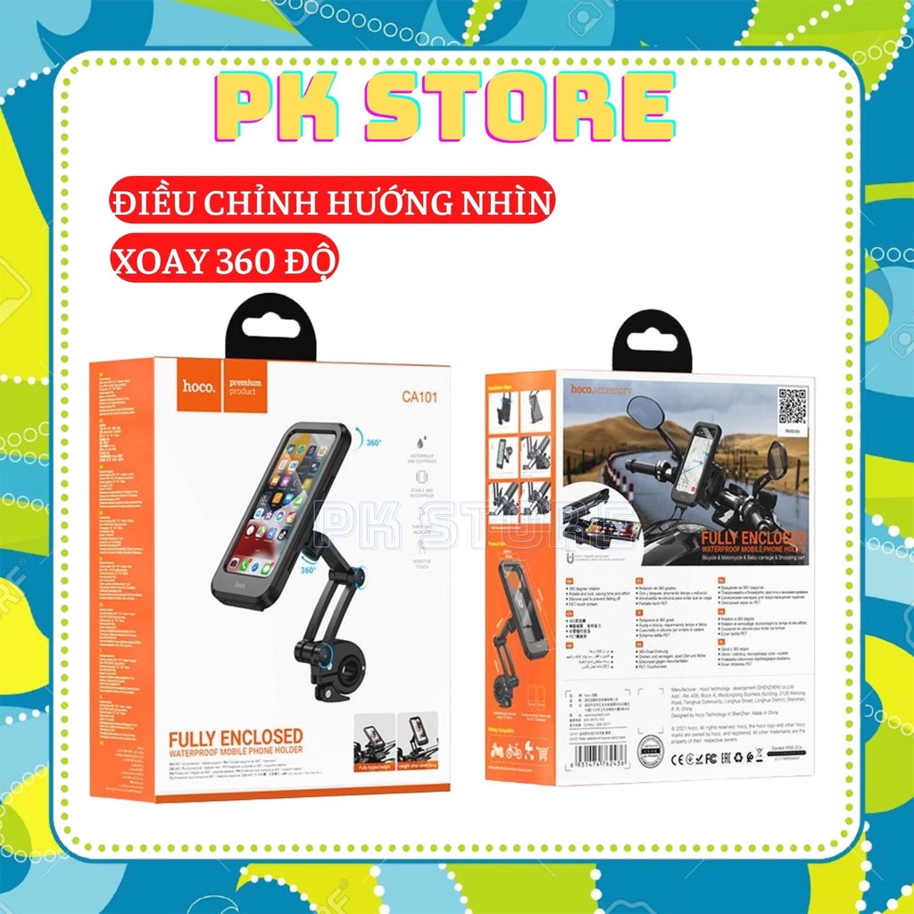 Giá Đỡ Điện Thoại HoCo CA101 chống nước gắn Xe Máy, Xe Đạp  xoay 360 Chống Cướp Cực Chắc Chắn