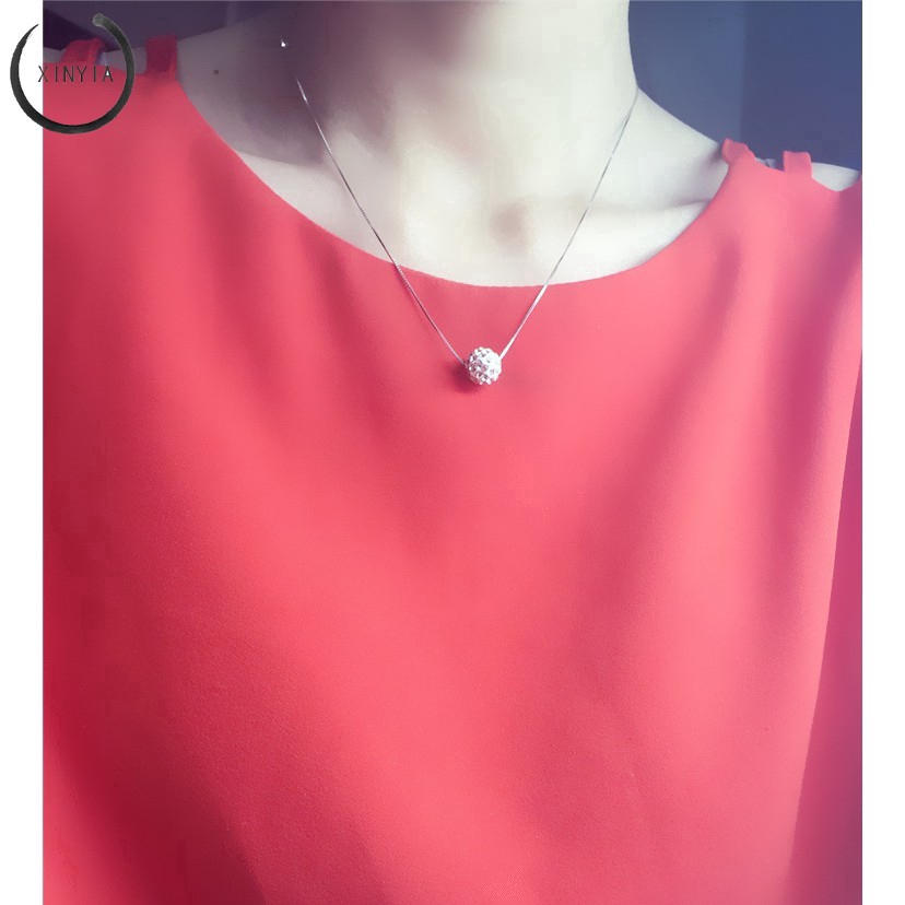 Dây Chuyền Titan Đính Đá Pha Lê Chống Gỉ Sét Xinh Xắn Cho Nữ