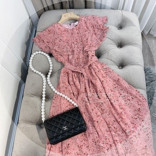 VÁY HOA HỒNG HÀNG ĐẸP Váy hoa hồng cánh tiên dáng dài xòe đai eo #HÀNG HOTTREND