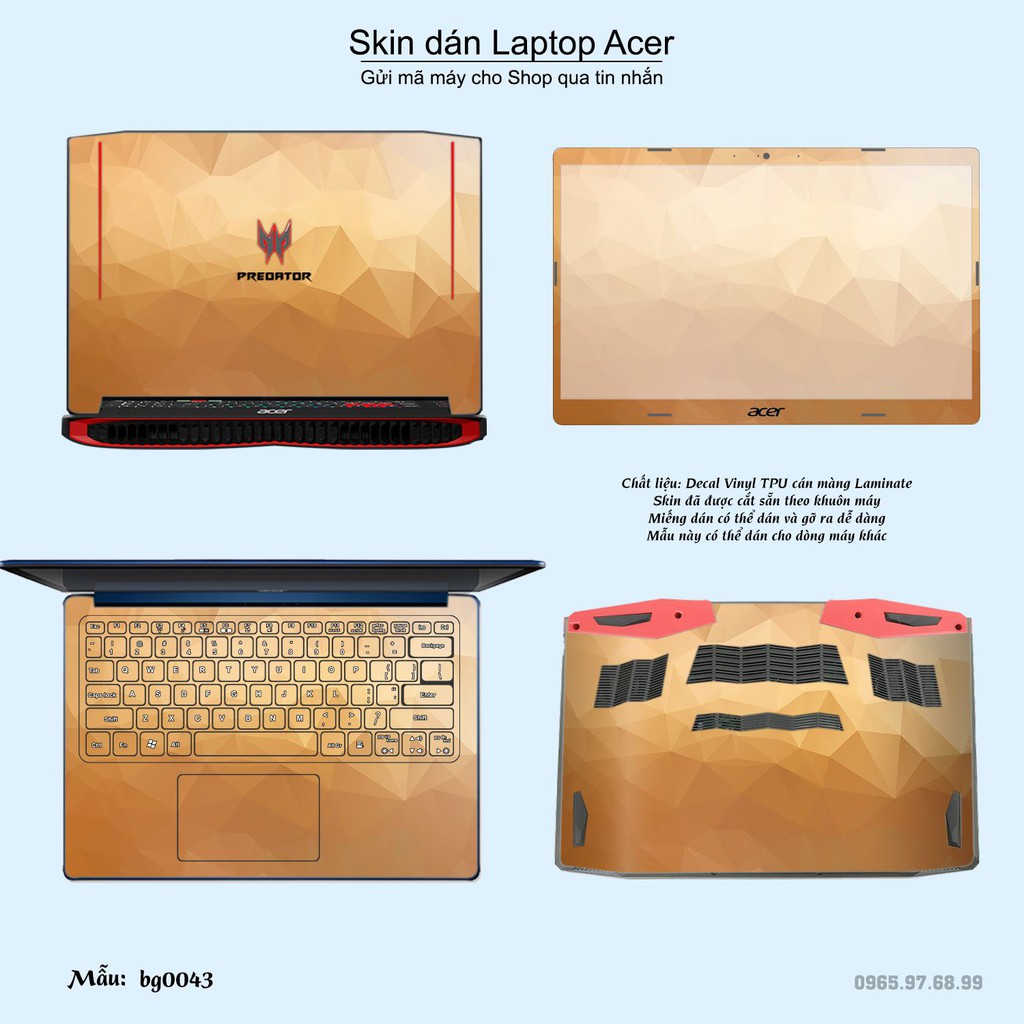 Skin dán Laptop Acer in hình Vân kim cương nhiều mẫu 2 (inbox mã máy cho Shop)