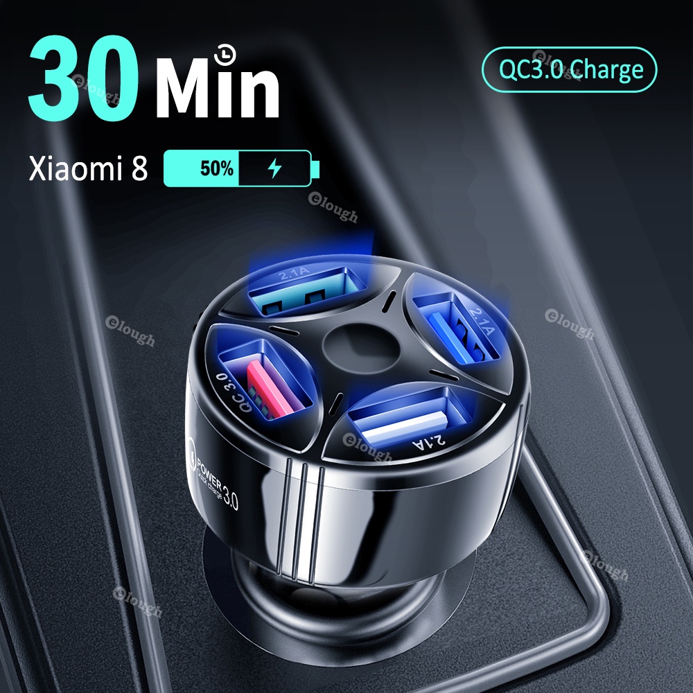 Củ sạc nhanh 3.0 4 cổng USB trên xe hơi tiện dụng