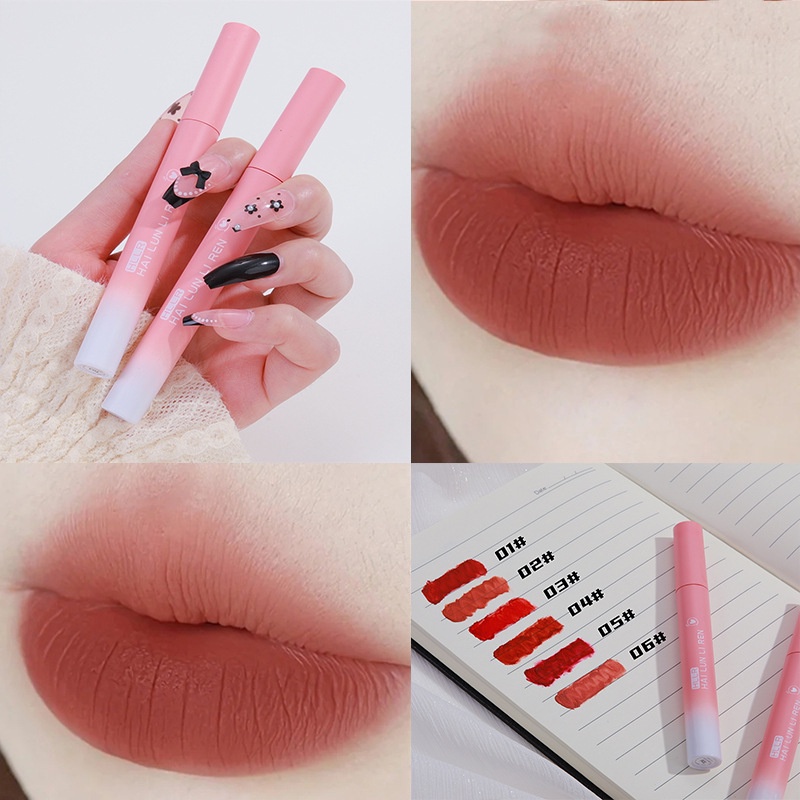 HLLR red velvet matte lip glaze, lâu trôi, son bóng không dính, son màu trà sữa, trang điểm nude, mỹ phẩm thường | BigBuy360 - bigbuy360.vn