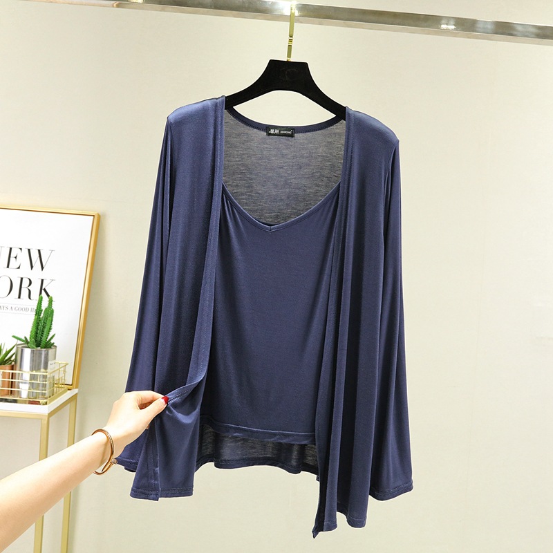 Áo Cardigan Tay Dài Bằng Cotton Phong Cách Hàn Quốc Size L-2XL