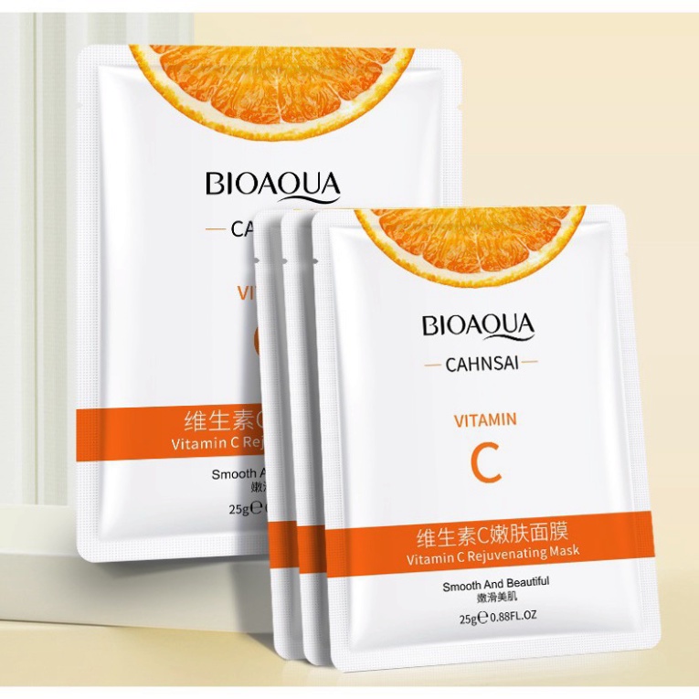 Mặt nạ Bioaqua Vitamin C cấp ẩm dưỡng trắng da bổ sung vitamin C chiết suất cam vàng 25ml/gói - Nội 