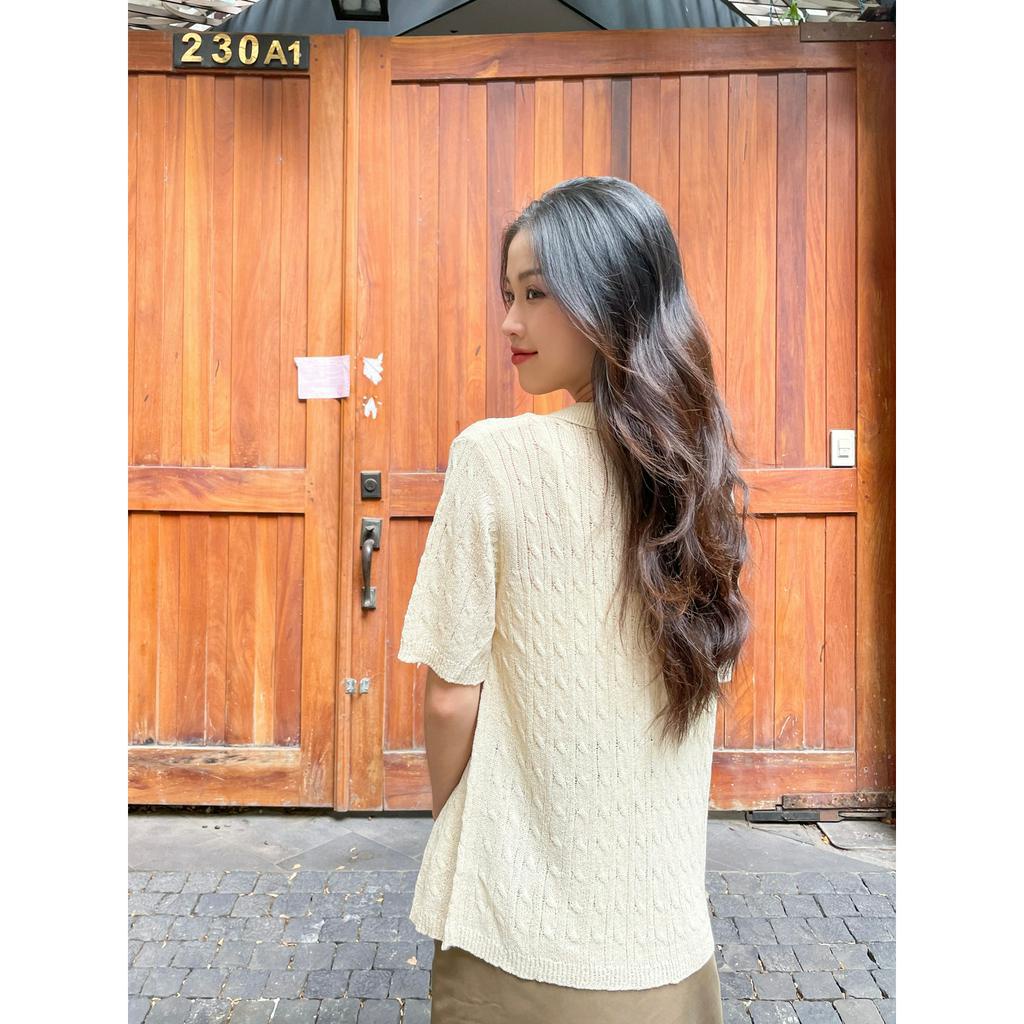 Áo Polo Nữ Dệt Kim Form Rộng LORA TOP - GOÛT DE JUN