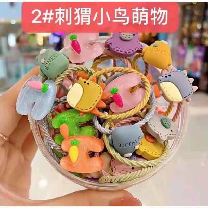 Hộp 30 dây buộc tóc nhiều hình siêu CUTE cho bé