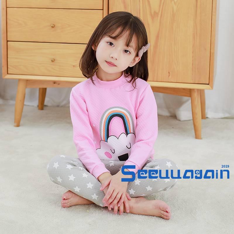 Bộ pijama dày in họa tiết động vật hoạt hình xinh xắn cho bé trai và bé gái