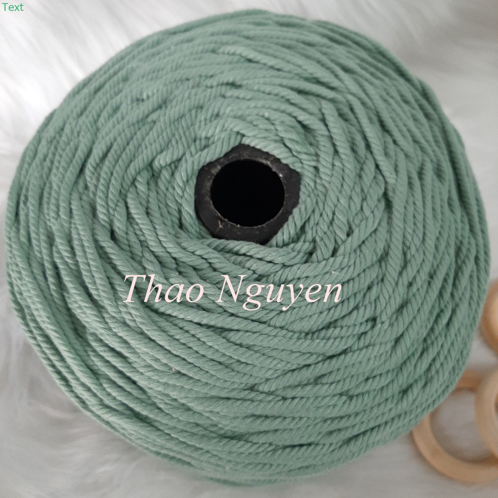 Dây thừng đan macrame , dây cotton- MÀU XANH MIN 3mm và 5mm